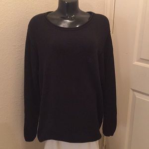 DKNY Knit Black Crew Neck Sweater with Logo